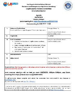 ELAC English Agenda